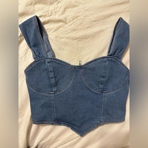 Denim Cop Top with zipper
